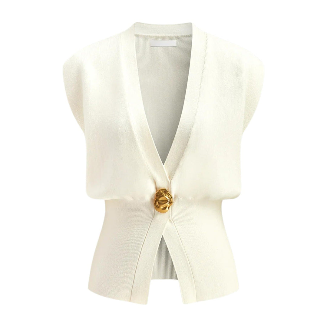 DAISY™ – Elegantes V-Ausschnitt-Weste-Top mit Knopfleiste