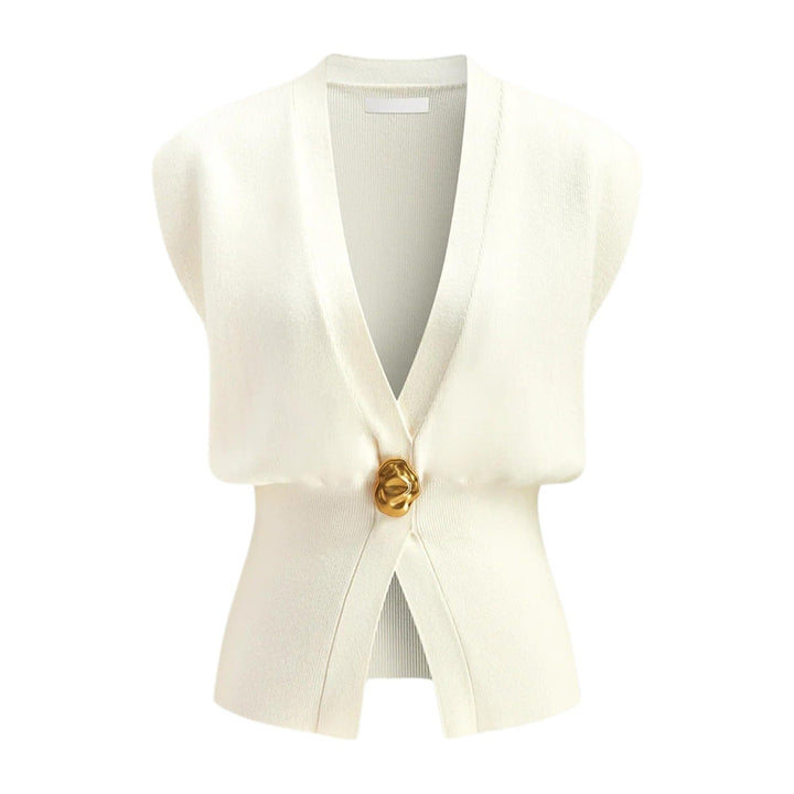 DAISY™ – Elegantes V-Ausschnitt-Weste-Top mit Knopfleiste