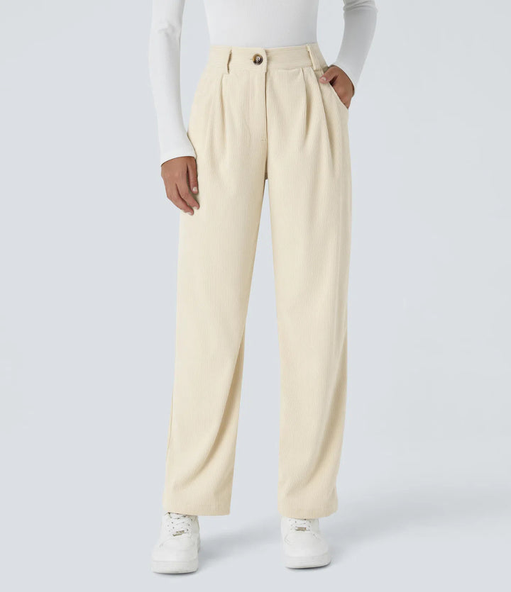 Stilvolle Damen Cordhose mit mittelhohem Bund und Reißverschlusstaschen