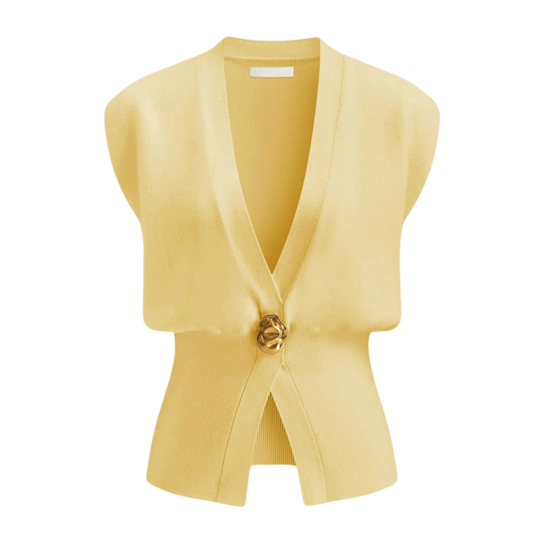 DAISY™ – Elegantes V-Ausschnitt-Weste-Top mit Knopfleiste