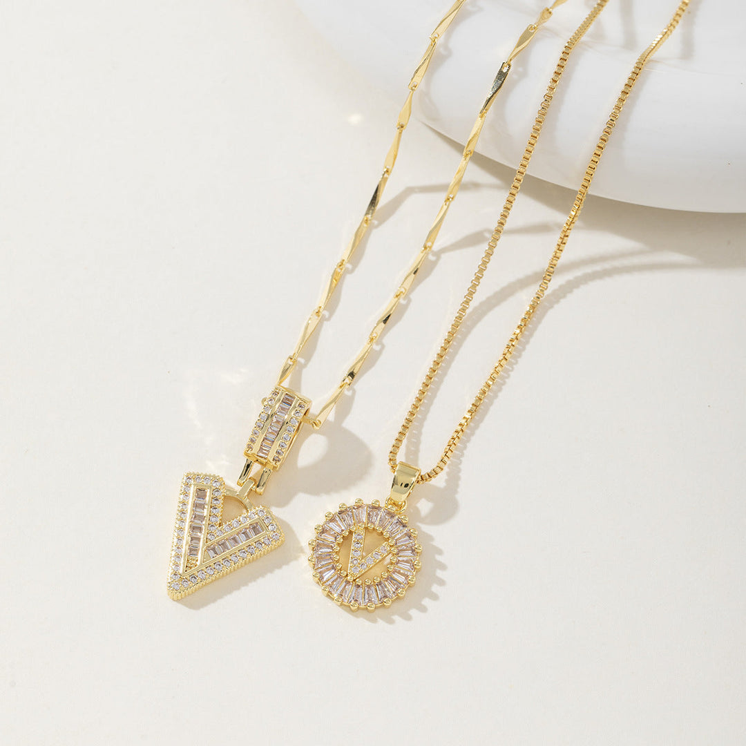 AISHA™ - Elegante 2er-Pack Anfangsbuchstaben Anhänger Halsketten