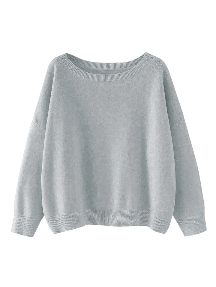 Einfaches Damen Strickoberteil mit Rundhalsausschnitt, lässiger Langarm Jumper
