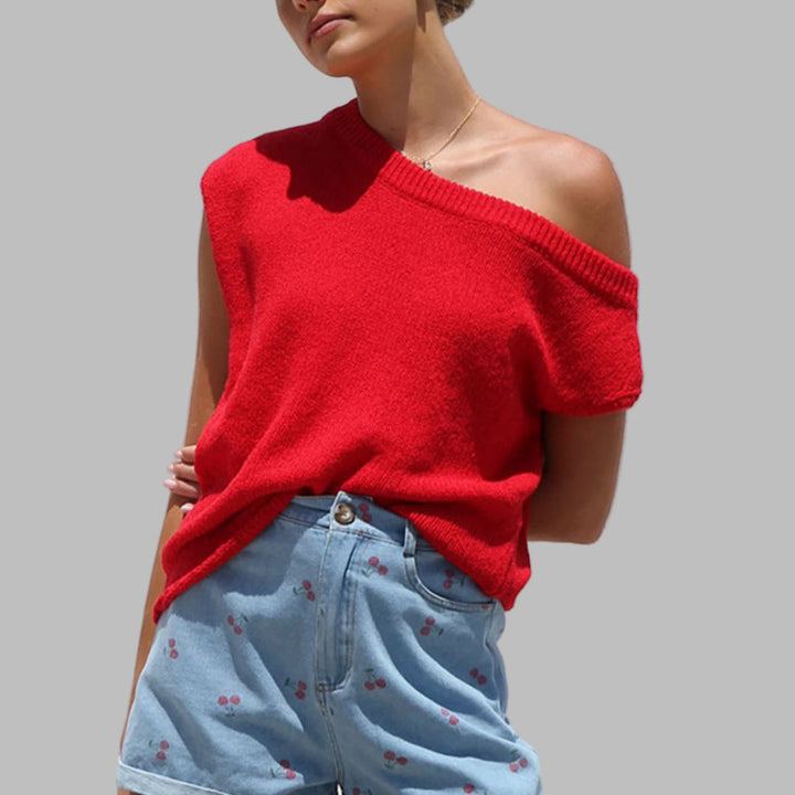 JUDITH™ - Elegante Off-Shoulder Kurzarm Pullover Bluse