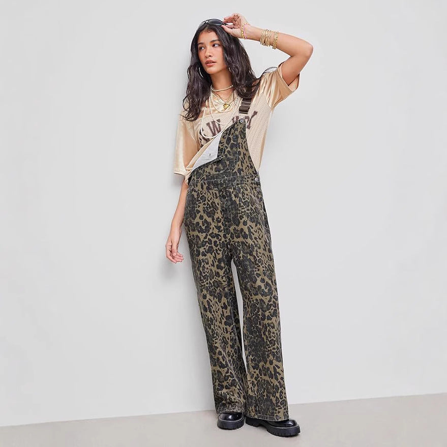 BLANCA™ – Retro Statement Weitbeiniger Leoparden-Jumpsuit