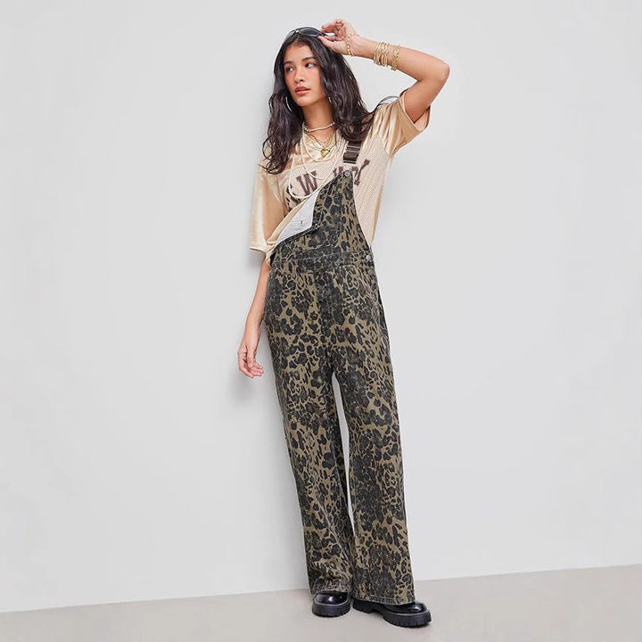 BLANCA™ – Retro Statement Weitbeiniger Leoparden-Jumpsuit