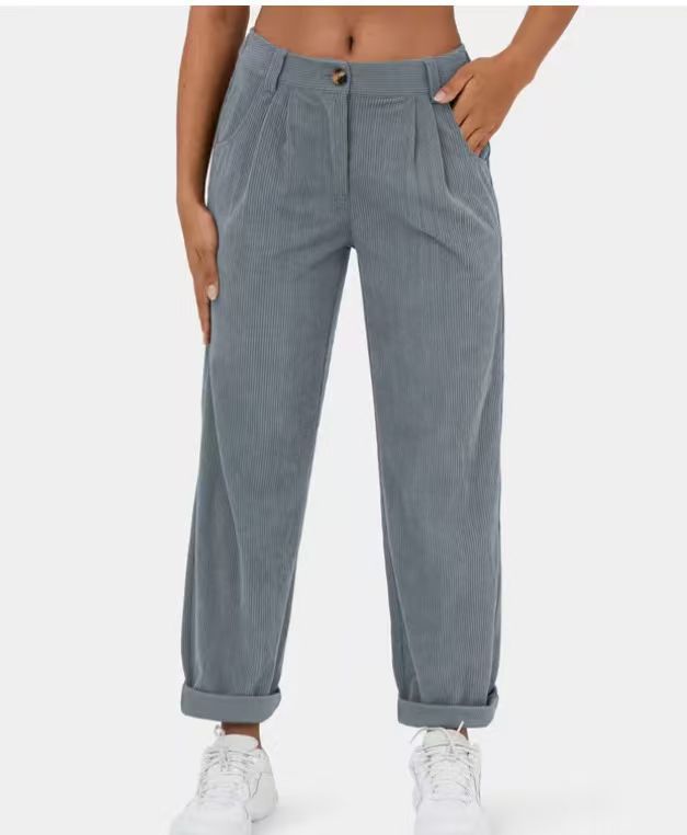 Stilvolle Damen Cordhose mit mittelhohem Bund und Reißverschlusstaschen