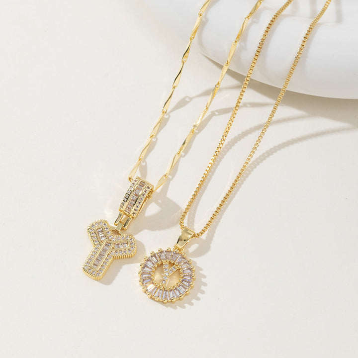 AISHA™ - Elegante 2er-Pack Anfangsbuchstaben Anhänger Halsketten