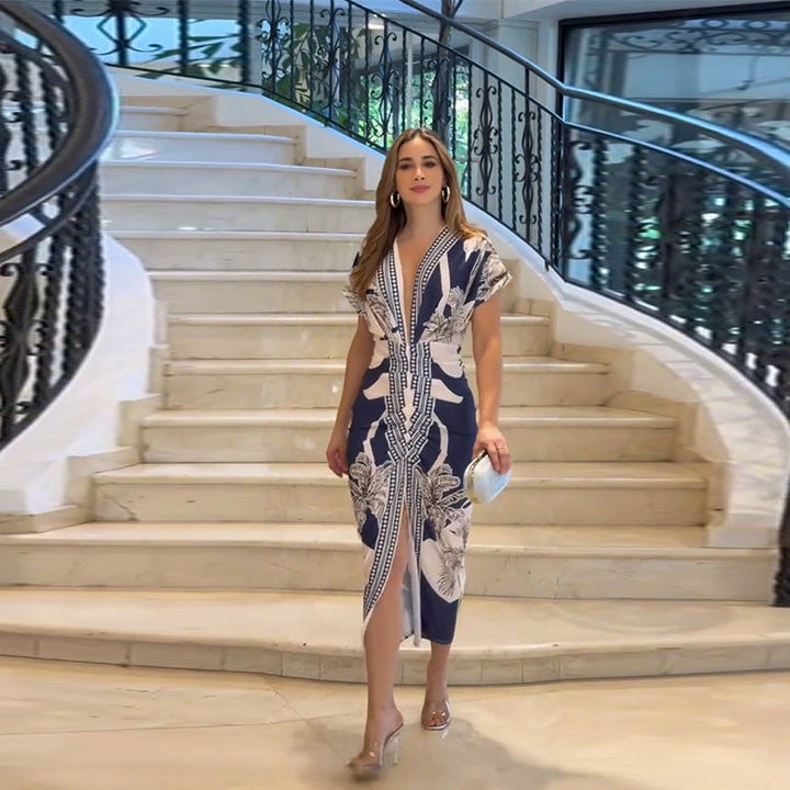 LUCIANA™ – Elegantes lässiges Midi-Kleid mit kurzen Ärmeln