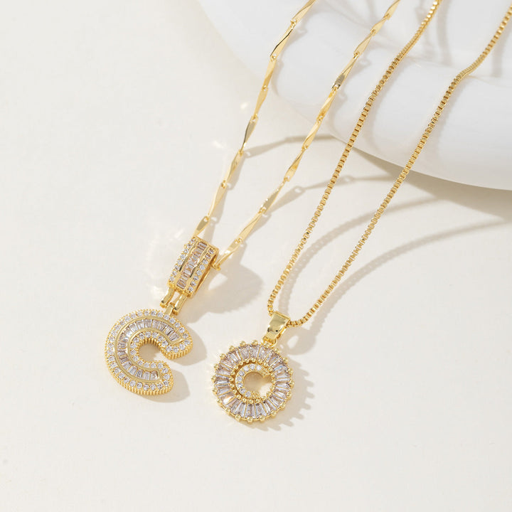 AISHA™ - Elegante 2er-Pack Anfangsbuchstaben Anhänger Halsketten