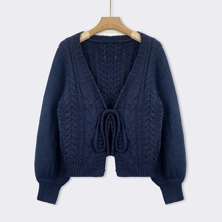 SHERICA™ – Bequemer Vintage Chunky Cardigan mit Bindeband und langen Ärmeln