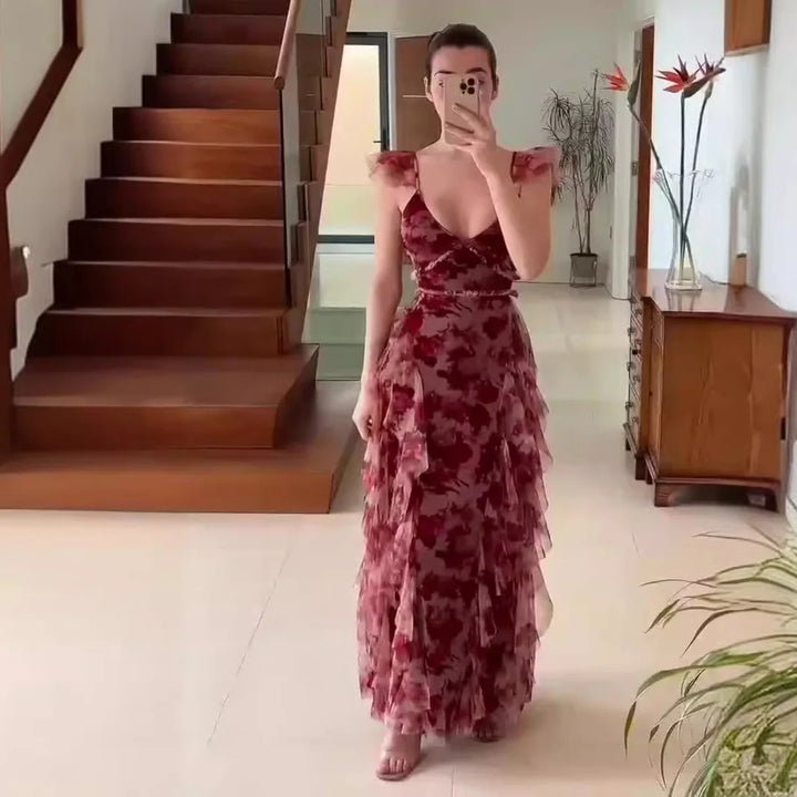 MARIELA™ – Romantisches Floral-Rüsch-Maxikleid