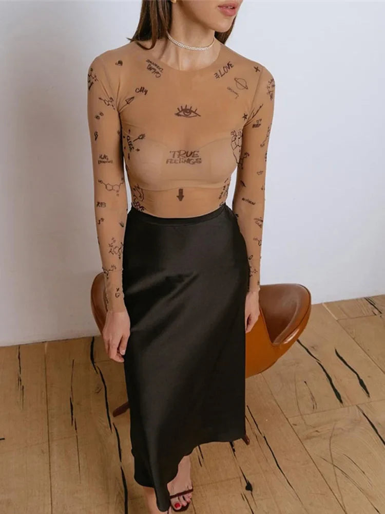 JANELLA™ – Moderner Print-Mesh-Body