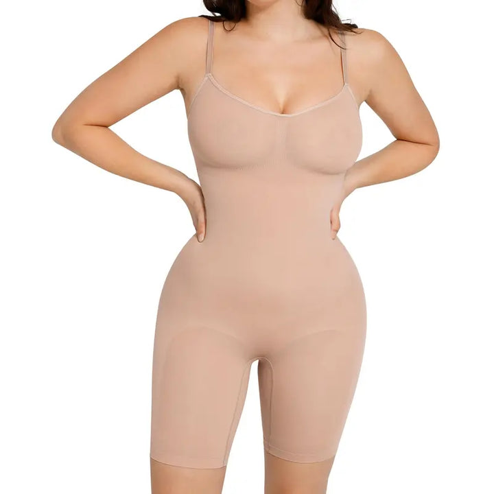 Damen Nahtloser Shapewear Body mit Bauchkontrolle und Po Lifting Spaghettiträger
