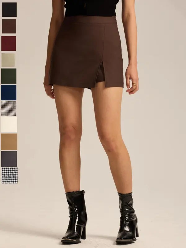 Hoch taillierter Skort Mit Reißverschluss-Schlitz