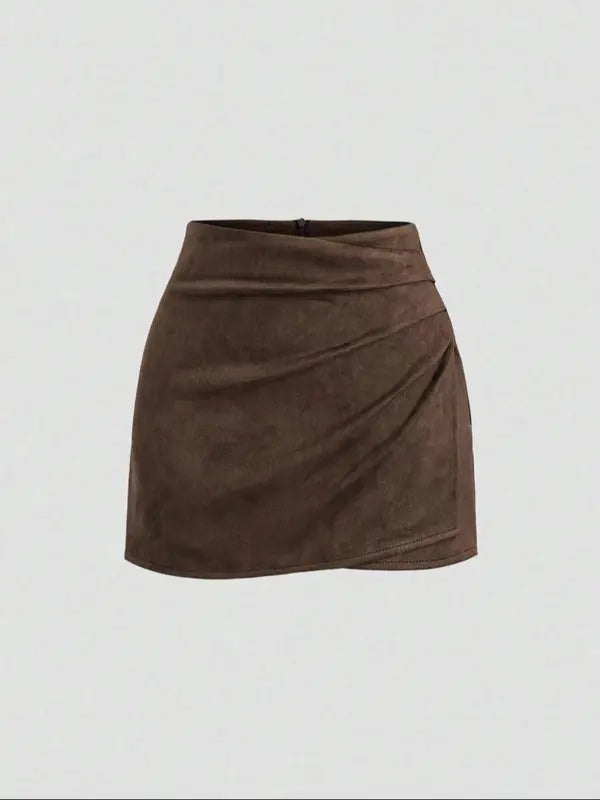 Stilvoller Damen Vintage Samt Minirock mit Falten für den Herbs