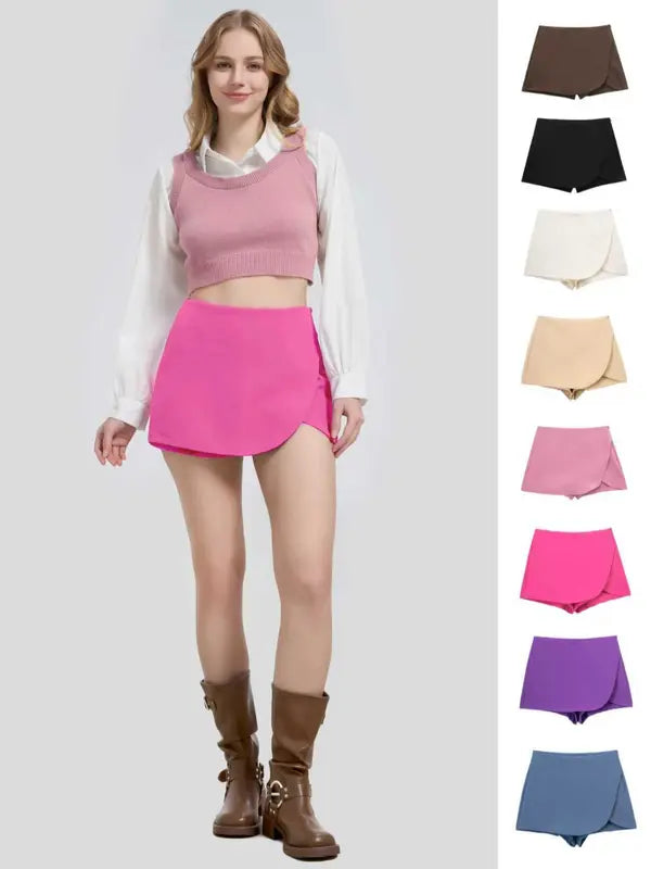 Gemütlicher Damen High Waist Minirock mit seitlichem Reißverschluss