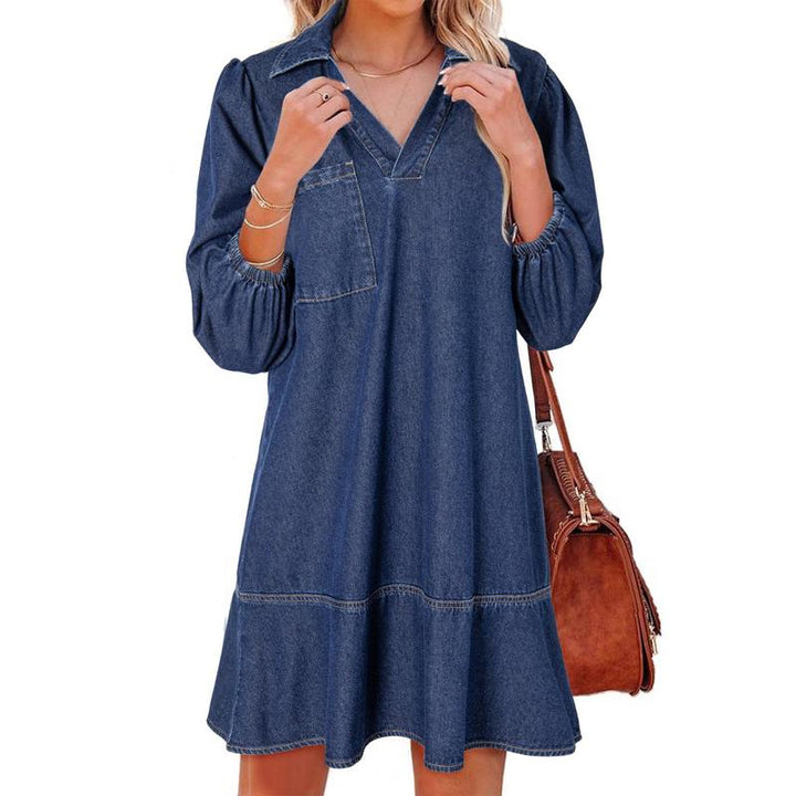 GEMMA™ – Klassisches, sanft gewaschenes Denim-Kleid mit Puffärmeln