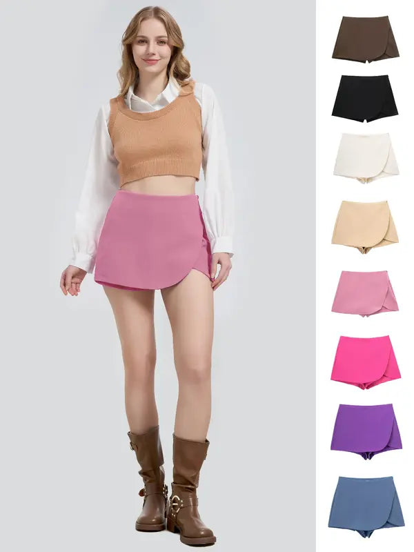 Gemütlicher Damen High Waist Minirock mit seitlichem Reißverschluss