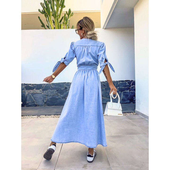 MAELLE™ – Elegantes V-Ausschnitt Midi-Kleid