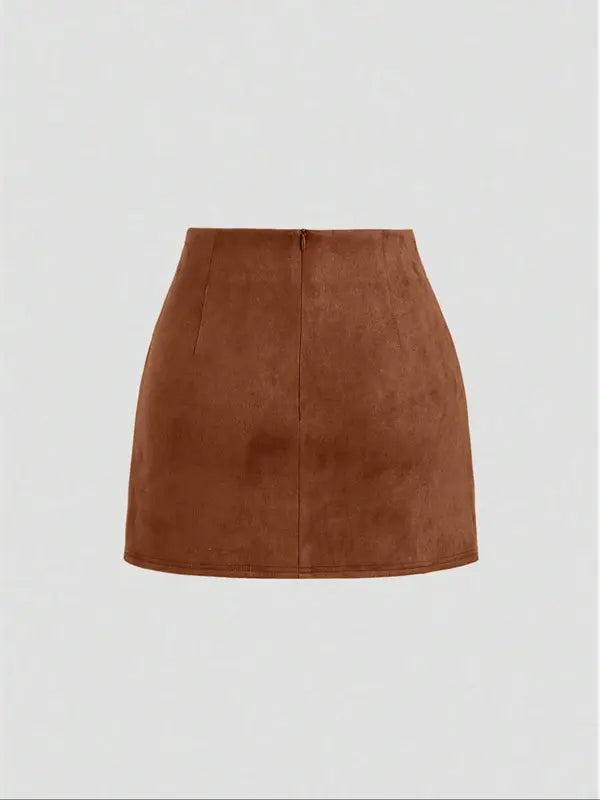 Stilvoller Damen Vintage Samt Minirock mit Falten für den Herbs