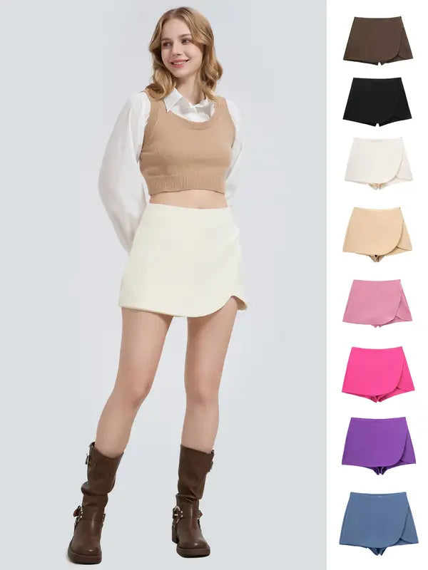 Gemütlicher Damen High Waist Minirock mit seitlichem Reißverschluss