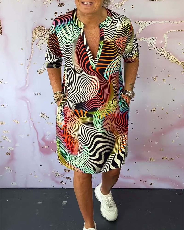 MARI™ - Farbiger V-Ausschnitt Kleid
