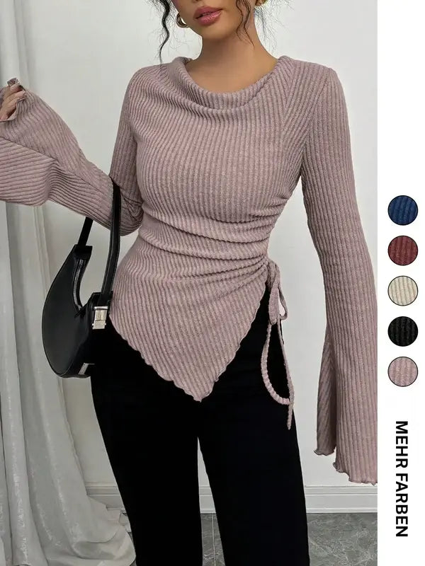 Einfaches gemütliches Damen T-Shirt für Herbst & Winter, schmal geschnittenes Casual Oberteil für den Alltag