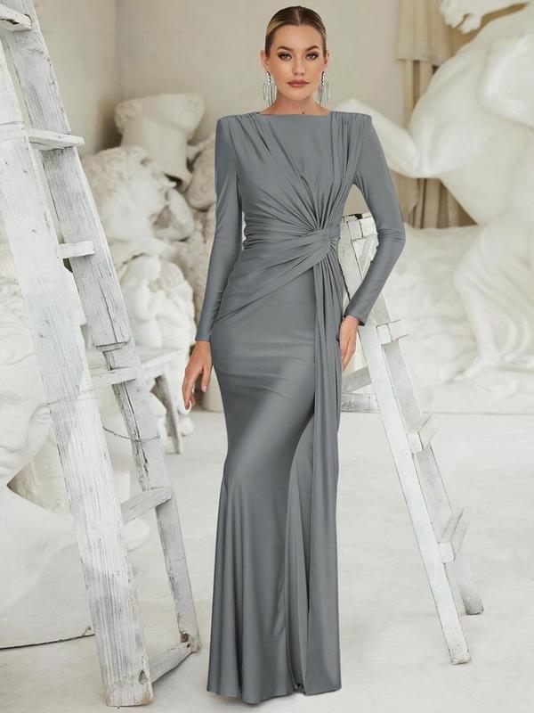 Damen Raffung Langarm Bodycon Kleid Mit Gepolsterten Schultern