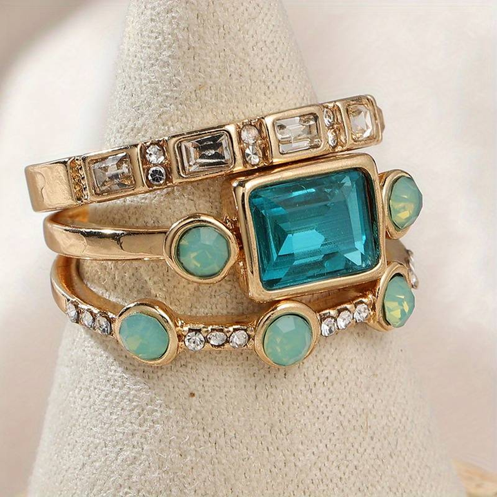 DARLENE™ - Vintage Blau Kristall Ring Set
