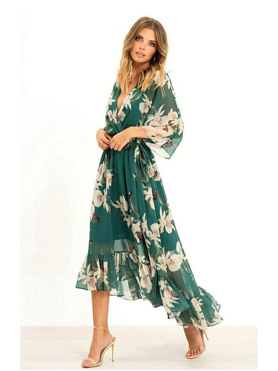 YASMINE™ - Elegantes Kimono-Midi-Kleid