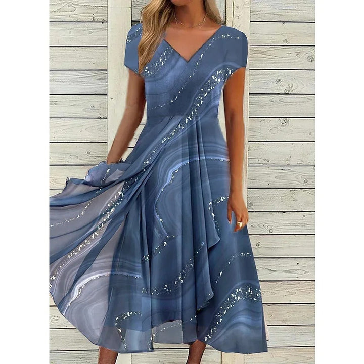 LYANNA™ - Fließendes V-Ausschnitt Midi-Kleid